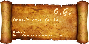 Orszáczky Gyula névjegykártya